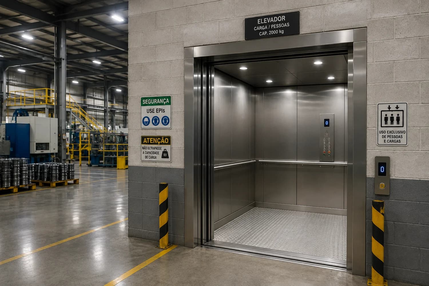 Elevador industrial para operação atendida pela Motta