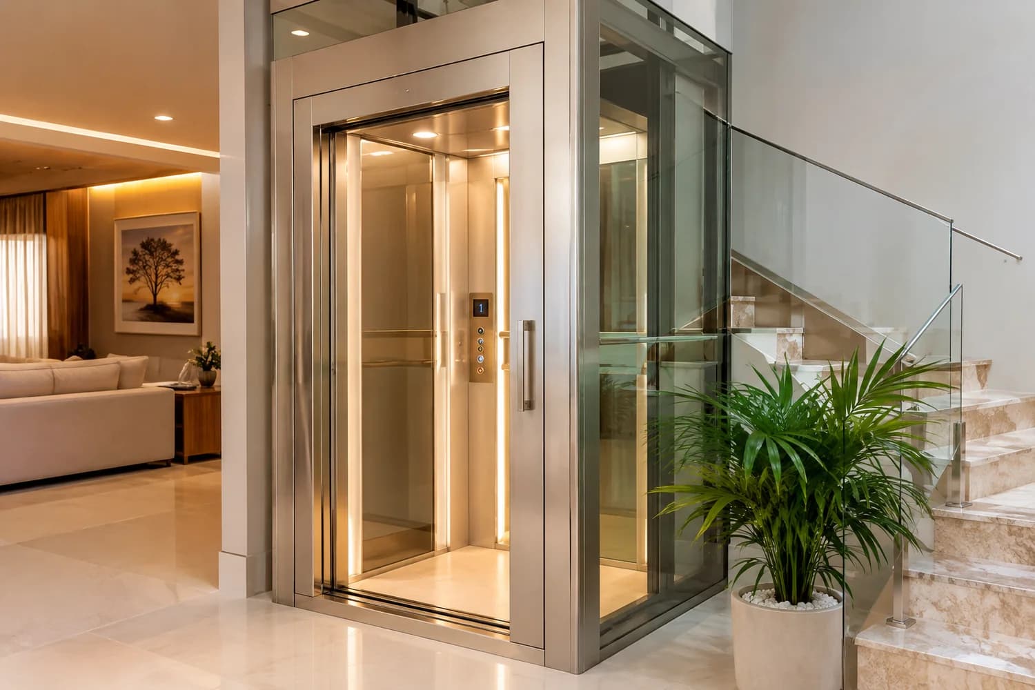 Elevador residencial instalado em imóvel atendido pela Motta