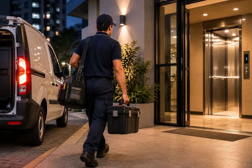 Técnico da Motta atendendo chamado de emergência