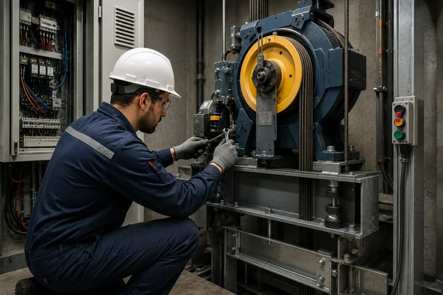 Técnico da Motta em manutenção preventiva de elevador